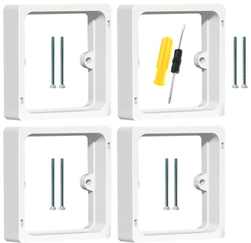 Acmerota 4 piezas de espaciador de un solo enchufe, 1 interruptor de luz blanco, marco de 20 mm de profundidad, espaciador cuadrado para aumentar la profundidad de la pared