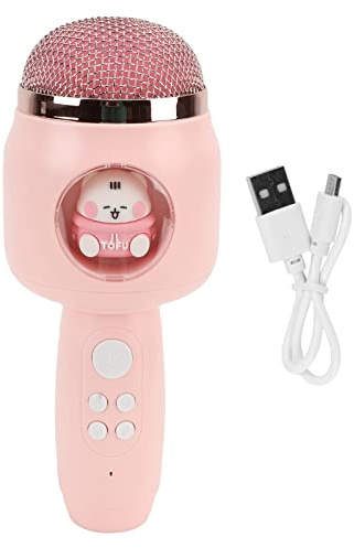 Masyrt Micro de Mano Inalámbrico de Micrófono para Niños, Lindos Hogares Encantadores con Magnífico Reverberación de Sonido, Reproducción 4h, Cargando 3h (Rosa)