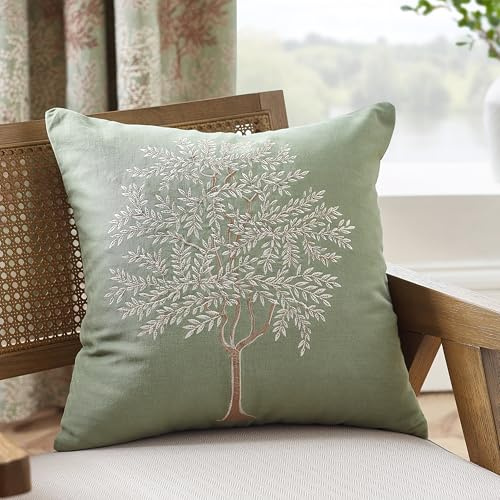 Catherine Lansfield Woodland Trees Embroidered 45x45cm Cushion Green