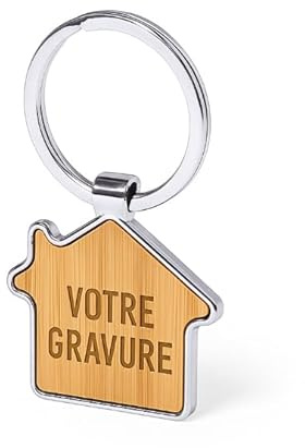 Porte clef personnalisable - Porte clé personnalisé gravure laser Bambou & Metal [ Porte-clés personnalisables ]