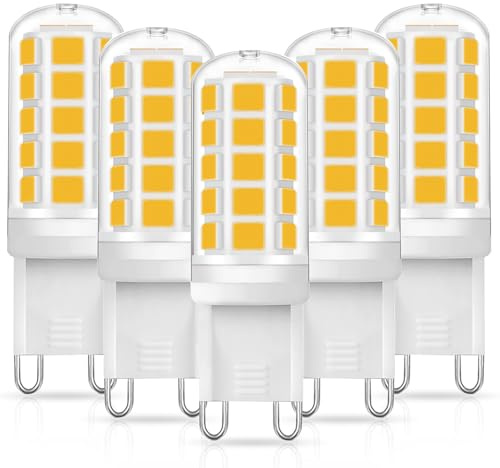 G9 LED Lampe Warmweiß 3000K, 3W 500LM C LED Ersatz für 40W 50W Halogenlampe | G9 LED Leuchtmittel, AC 230V G9 Glühbirne Kein Flackern, Enegiesparende Kleine Birne, 5er Pack