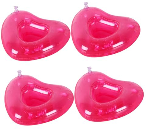 VANZACK 4 Portabicchieri Gonfiabili Cuore Rosa in PVC Materassini Galleggianti per Bevande Vassoio per Piscina e Relax in