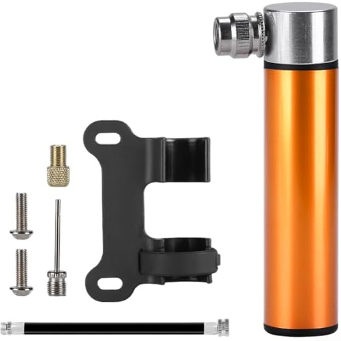 Bomba portátil para bicicleta con manguera desmontable y presión de 120 PSI, material de aleación de aluminio para mayor durabilidad y rendimiento ligero (dorado)