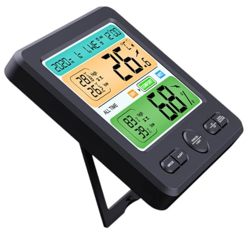 Abaodam Termometro Igrometro Digitale con Grande Display per Interno Misuratore Temperatura e Umidità Compatto in Abs Stazione Meteo Elettronica Professionale per Casa e Ufficio
