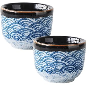 IMIKEYA 2 pièces Tasse à Saké Japonaise Céramique Émaillée Lot de Design Japonais Élégant Résistante Micro-Ondes pour Thé et Saké