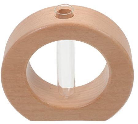 SHINEOFI Glas Wasserpflanzen Vase mit Holzständer Hydroponische Pflanzenterrarium für Zimmer Dekorative Reagenzglas Blumentopf für Desktop Kleine Vase für Pflanzenanzucht und