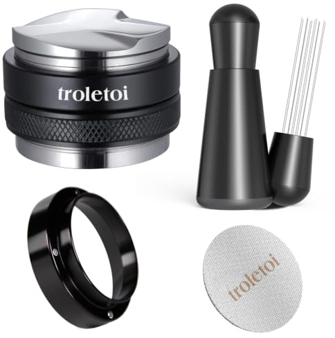 58 mm Espresso Tillbehör Set, 2-i-1 Tamper, Kaffedistributör, WDT Tool | Doseringstratt och Puck Screen, Espresso Tillbehör kompatibla med 58 mm portafilter och espressomaskiner