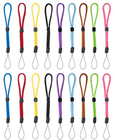 YFTRFR 18 Pièces Lanière de Dragonne à Main, Robuste Polyester Portable Réglables Universelle Poignet Colorées pour Téléphone, Caméra, Cle USB, Portefeuille, Torche, Porte-Clés(9 Couleur)