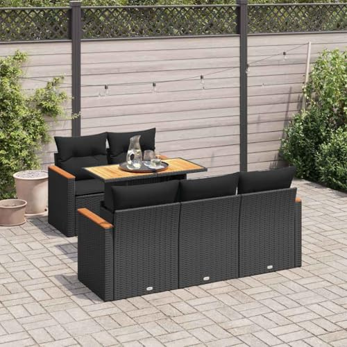 Massbinet Gartensofa Set Gartenmöbel Lounge-Set mit wasserfestem Beutel Stauraum Modular Poly Rattan Schwarz