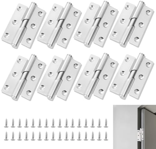 8 PCS Door Hinges 3 inch, Heavy Duty Stainless SteelBall Bearing Butt Hinges with Screws Rising Butt Lift Off Hinge for Doors Window Cabinet(Right)
