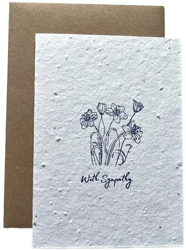 Seed Paper Sympathy Card - Handmade & Plantable - Recycled Condolences Card that Grows Flowers - For Memorial or Funeral (1)