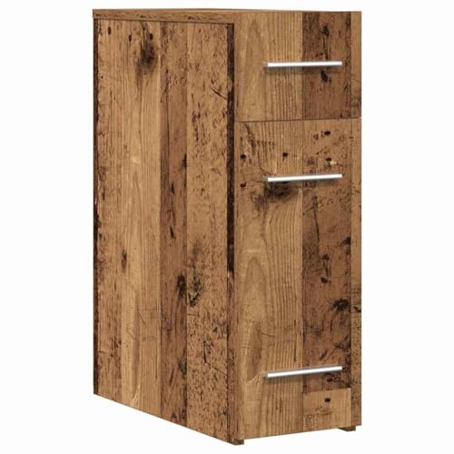 KGFHERENB Armario farmacéutico con aspecto de madera envejecida, 20 x 45,5 x 60 cm, armario auxiliar estrecho de madera con 3 cajones, aparador moderno para salón y pasillo, estable, soporta hasta 75