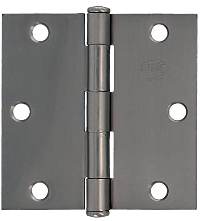Amig - Security Hinge - 3'' x 3'' (76 x 76 x 1.6 mm) - Square Edges - Flat Finial - Holds Entry Doors Firmly - Matte Chrome Plated Steel