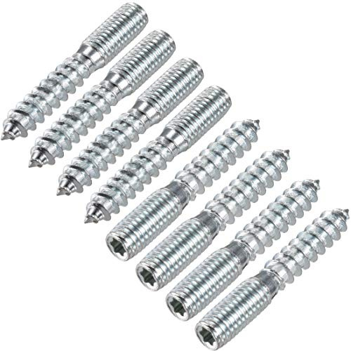 sourcing map M8 Stockschrauben, Länge 50 mm, Doppelkopfschrauben, selbstschneidende Schraube, 8 mm, Holzgelenk, Möbelbeine, 8 Stück