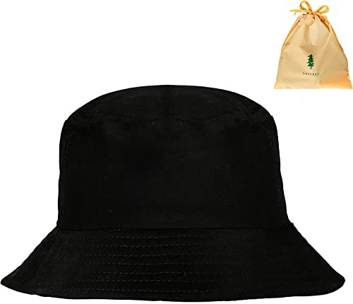 Jrancc Fischerhut, 56-58 cm, schwarz, weiche Baumwolle und Polyester, Unisex, abgerundete Kanten, für den Außenbereich, Kriegsspiele, Angeln, Wandern, Camping, Reise