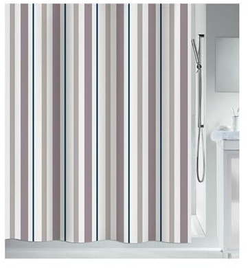 Spirella Schimmel Duschvorhang Biarritz Anti-Bakteriell, waschbar, wasserdicht Polyester/Baumwolle 180x200cm Streifen, Multi-Colored, 180 x 200 cm