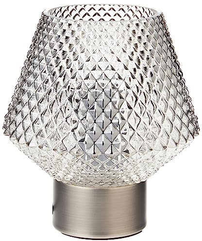 Lighting Collection 1 Light Table Lamp with Smoked Diamond Shaped Textured Pressed Glass, Chrome Base