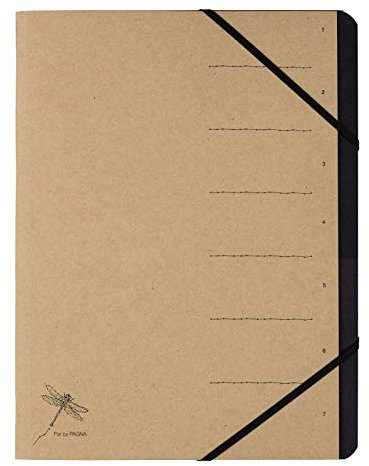 Pagna Ordnungsmappe Pur, 7 Fächer, schwarzes Eckspanngummi, Recyclingkarton mit dezentem Druck