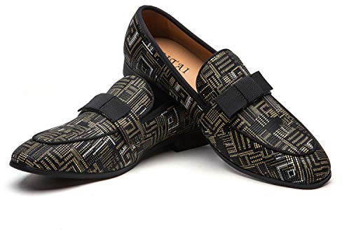 JITAI Mocasines para Hombre Zapatos Casuales de Moda Mocasines Zapatos de Fiesta, Gold 04, 43 EU (10 UK)