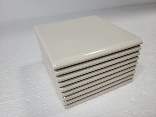 Beige Bone Almond Ceramic 4.25 in Bullnose Tile 4x4 Square Subway Trim Curved Edge Classic Color 006 Daltile 0135 9 pc 1 Sq Ft