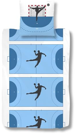 MTOnlinehandel TRAUMHELDEN 100% Baumwolle Bettwäsche 135x200 · Handball Sport · Kinderbettwäsche, Teenager & Erwachsene · 1 Kissenbezug 80x80 + 1 Bettbezug 135x200 cm