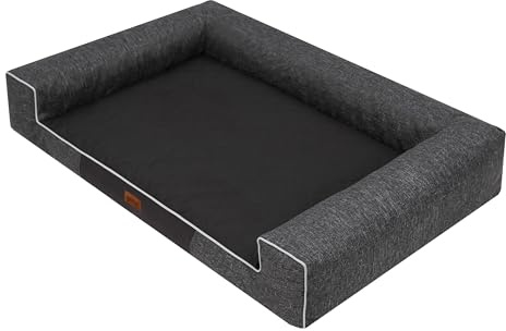 HOBBYGARDEN Haustierbett Hundeliegen Kissen Hundebett Liegen Hundekissen Bett Sofa Hundekorb Tierbett Hundesofa Hundematratze: Schwarz Ökoleinen, XL - 100 x 66 cm