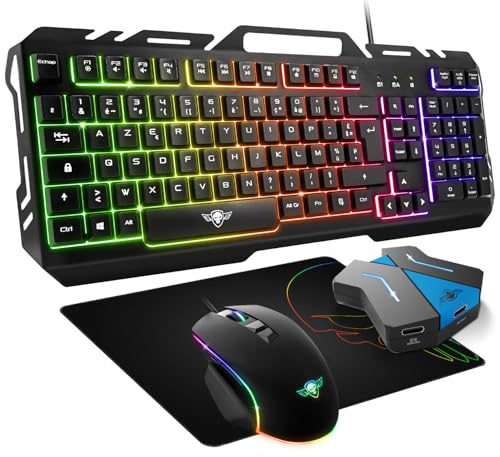 Big Pack RGB Spirit of Gamer Clavier, Souris, Tapis, Rétro éclairé + Convertisseur Console