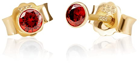 NKlaus Ohrstecker 333er Gelbgold 8 Karat Zirkonia 3,0mm für Damen, 2 Stück | Butterfly-Verschluss