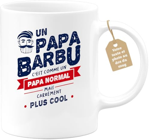 Café-Croissant - Mug Personnalisable Texte Photo Tasse Cadeau Original Humour Noël Un Papa Barbu C'Est Comme Un Papa Normal Mais Carrément Plus Cool Futur Anniversaire Fête Des Pères Annonce Naissance