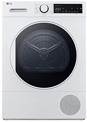 LG V5R08DM, Klasse A++,Trockner 8 kg, Wärmepumpentrockner mit Hygieneprogramm, Kurzprogramm, Trockensensor, Trommelmaterial aus Edelstahl, 61 x 60 x 85 cm ꟷ Weiß