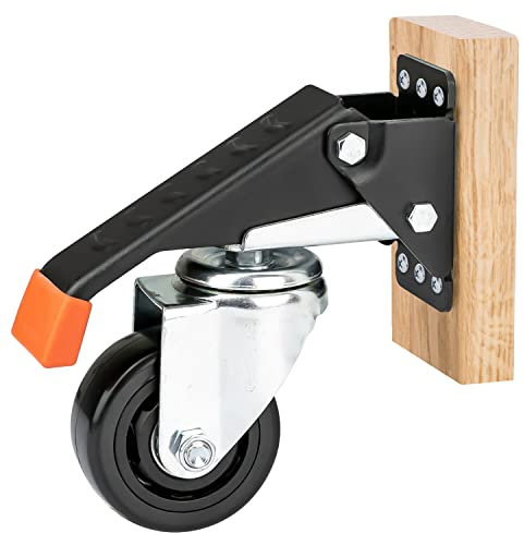 HMF 6750 rulli per carichi pesanti abbassabili per banco da lavoro, 4 pezzi, 76 mm, fino a 400 kg, poliuretano, nero