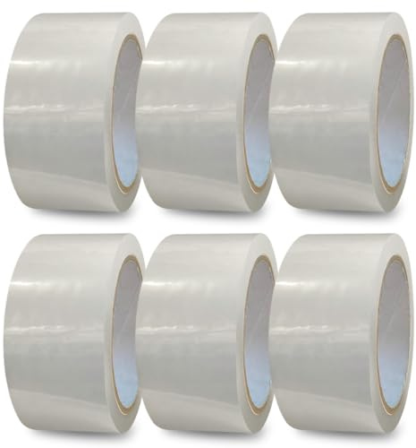 G4GOODS® 6 Rolls Clear Parcel Tape 48mm x 66m Heavy Duty Strong Adhesive Waterproof Anti-Tear for Packing Moving Wrapping Boxes Long-Term Storage and Shipping for Home Office