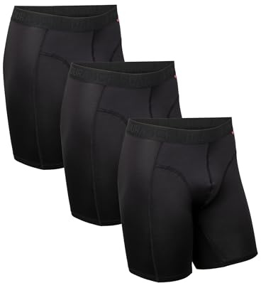 DANISH ENDURANCE Running Boxers Men, Anti Chafing Underwear, Long Leg or Regular, Breathable Sports Boxers, Moisture Wicking, 3 Pack