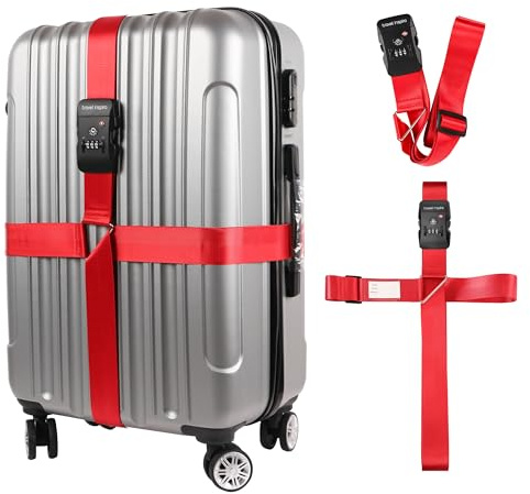 Travel Inspira Luggage Straps for Suitcases with TSA Lock, Protect Your Luggage Anti-Burst, High Visibility Color, Easy to Identify Luggage Adjustable Heavy Duty Belt for 20-32 Inch Suitcases