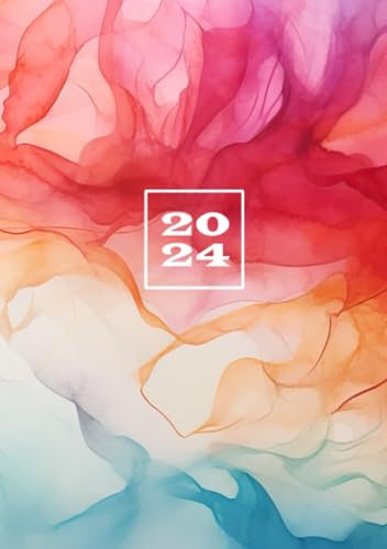 2024: A5 Taschenkalender 1 Woche auf 2 Seiten Wochenplaner | Kalenderbuch Planer | Terminkalender Organizer | Terminplaner Buchkalender | Jahresplaner Wochenkalender | Wasserfarben Design