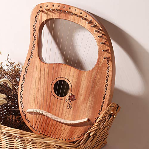 16-saitiges Lyra-Harfeninstrument, Mahagoni-Harfe mit Tragetasche/Stimmschlüssel/Ersatzsaite/englischer Bedienungsanleitung, für Musikliebhaber für Anfänger, bestes Geschenk
