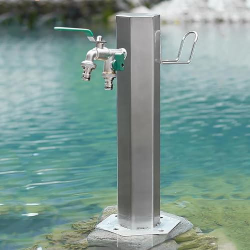 DDZJTPP Colonna d'Acqua da Giardino per Esterni in Acciaio Inossidabile - Rubinetto per Acqua a Pavimento con Supporto per Tubo - Fontana da Giardino Indipendente per Un'oasi Beata