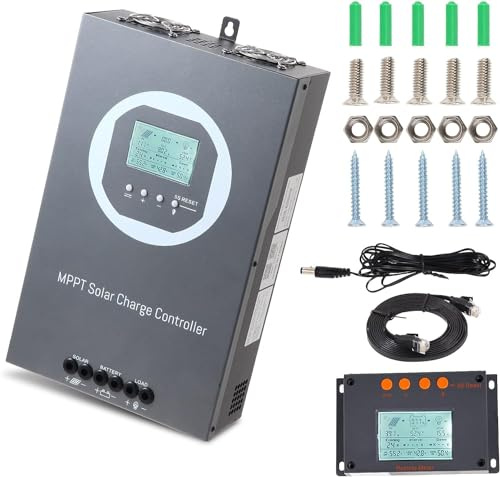 OOYCYOO MPPT 100A Solarladeregler 24V 12V Auto Max 100V DC Eingangssolarregler mit LCD Display und Temperatursensor, Funktioniert für Sealed, Gel, Flooded und Lithium,mit 1.5M LCD485