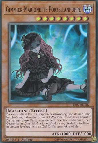 Gimmick-Marionette Porzellanpuppe Super Rare LED5-DE036 - Legendary Duelists Immortal Destiny - mit GamersHeaven Cardboard Guard
