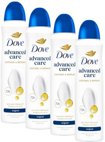 Dove Advanced Care Original Anti-perspirant Deodorant Spray with Triple Moisturising technology aerosol for 72 hour protection 150 ml (Pack of 4)