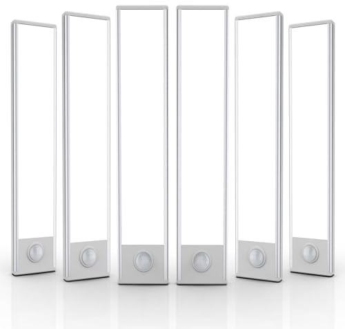 6 Pack Under Cabinet Lights Wireless, 32 LED Motion Sensor Light Indoor Rechargeable Magnetic Closet Lights Battery Operated, Under Counter Lights for Kitchen, Wardrobe, Hallway, Stairs