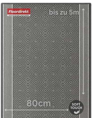 KARAT Premium Teppichläufer mit Muster - 80 x 200 cm, Silber - Modernes Rauten-Design - Teppich - Läufer für Küche, Flur & Wohnraum - Flurläufer Küchenläufer Flurteppich (Olymp)