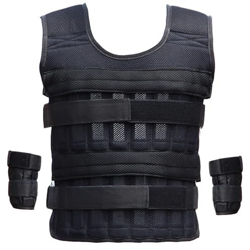 VBVARV Gewichtsweste Mit Taschen Für Männer Und Frauen Verstellbar Krafttrainingsweste Gewichtsjacke Fürs Training,Schwarz,25KG
