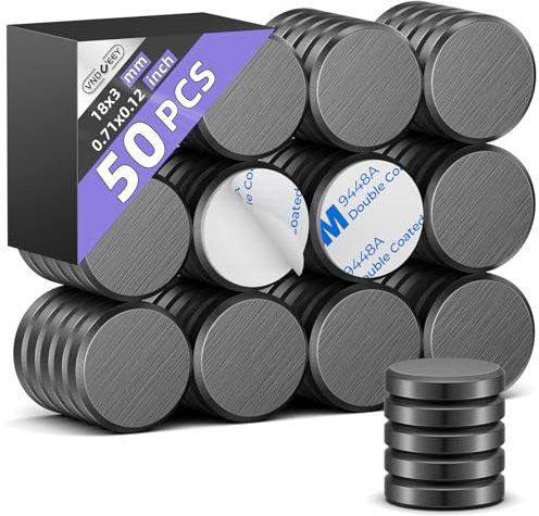 VNDUEEY 50 Stück Keramikmagnete 18x3mm mit Kleberückseite – Kleine starke Magnete für Kühlschrank, Tafel & Basteln