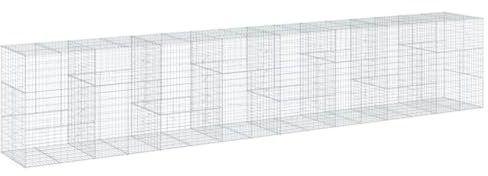 vidaXL Gabionkorg med skydd 800x100x150 cm galvaniserat järn, gabionkorg, stenmur, gabionmur, gabionkorgar, stenmurar, gabinmurar, gabionvägg