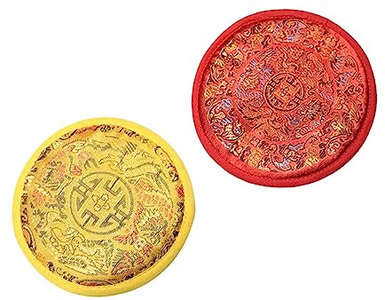 VICASKY 2stücke Klangschalenkissen Mit Schutzschalenunterlage Dekorative Schalenmatte Aus Buddhismus-design Platzsparend Und Leicht Zu Tragen