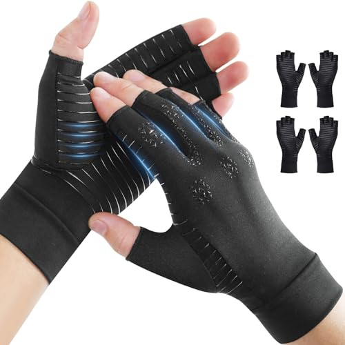 Donfri 2 paia di guanti a compressione in rame per uomo e donna, colore nero (M)