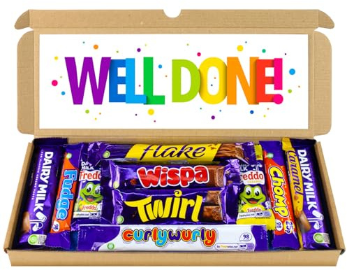 Well Done Selection Box Chocolate Hamper | Letter Box Gift | 10 Fullsize Dairy Milk Chocolate bars | Ideal Graduation Gifts For Women, Men, Kids
