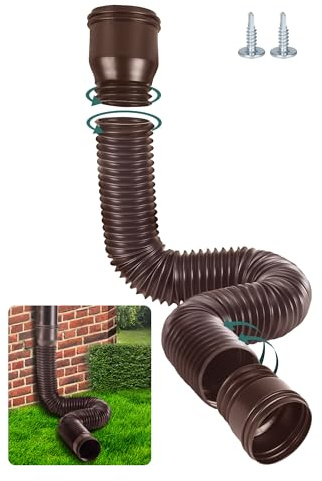 BKITC Canalones flexibles y extensión de bajante, Extensión redonda para bajante de 80/100 mm, Set de extensión de drenaje de canalones, Tubo de bajante de 47 a 150 cm (Marrón, 1 pieza)