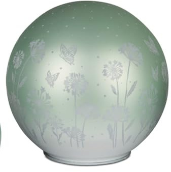 Frühlingslicht Frühlingsdekoration Dekolicht Deko Kugel Sommerzeit mit LED-Licht 12cm aus Farbglas Pastell-Mint beleuchtet, stehend